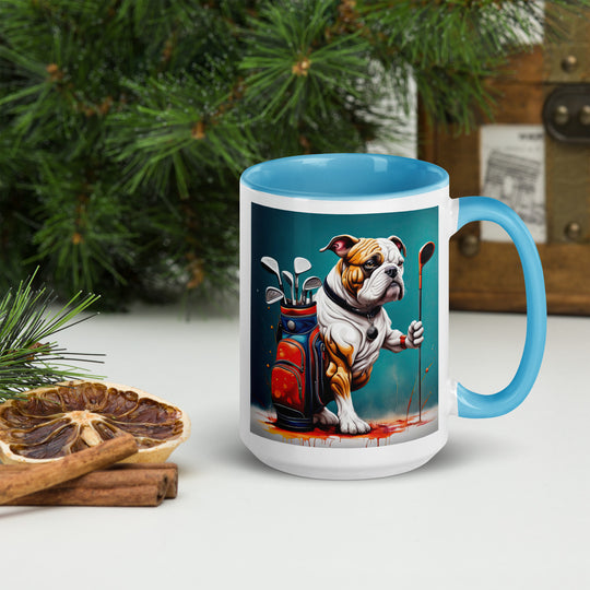 Bulldog Golfer- Mug with Color Inside V4