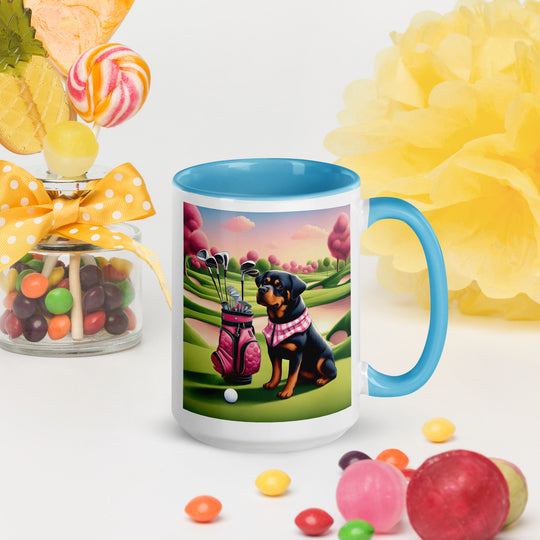 Rottweiler Golfer- Mug with Color Inside