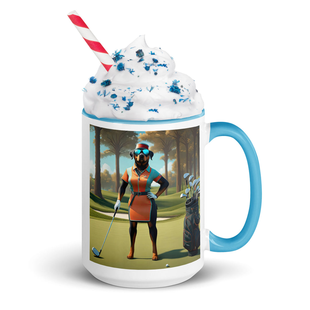 Rottweiler Golfer- Mug with Color Inside v4