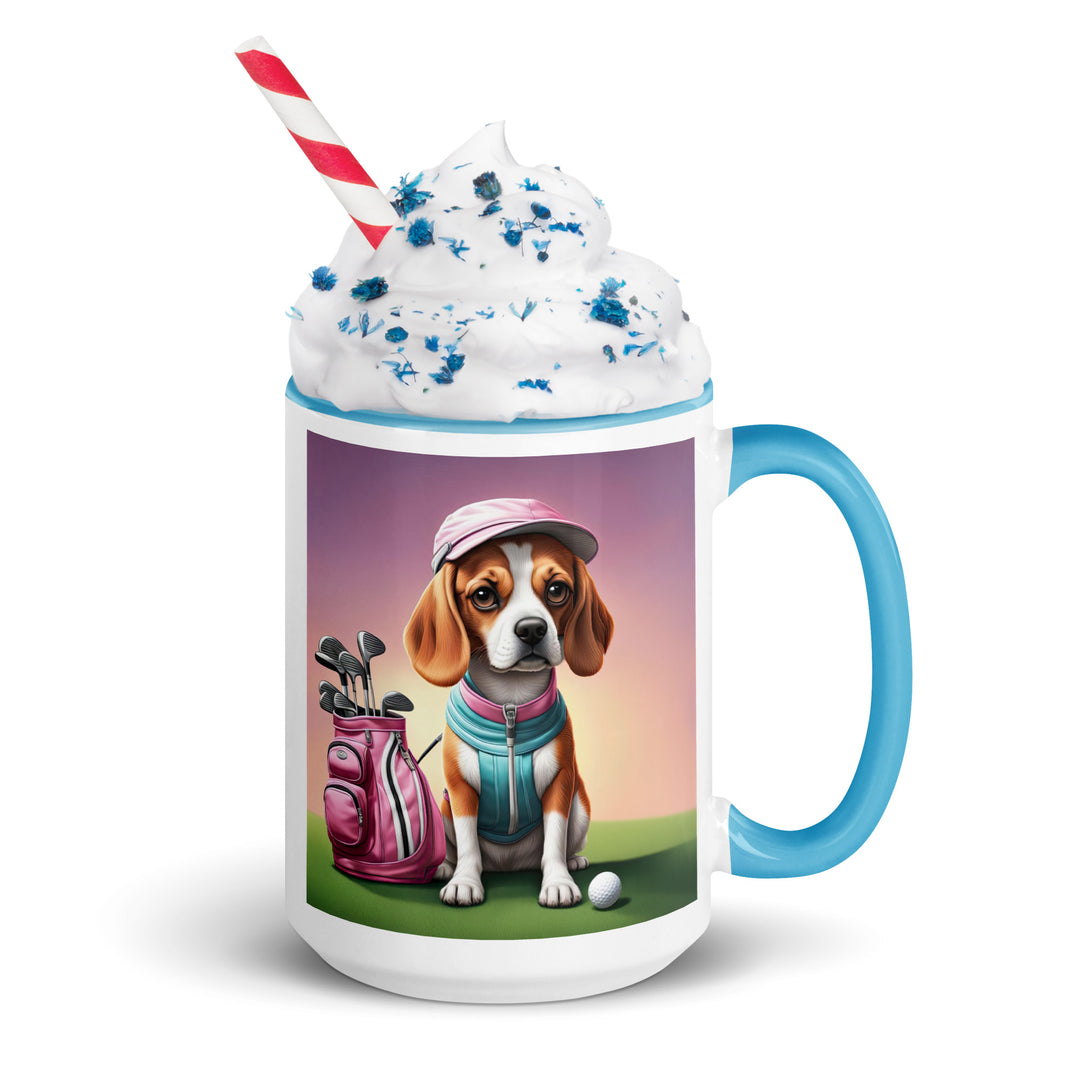 Beagle Golfer- Mug with Color Inside v3