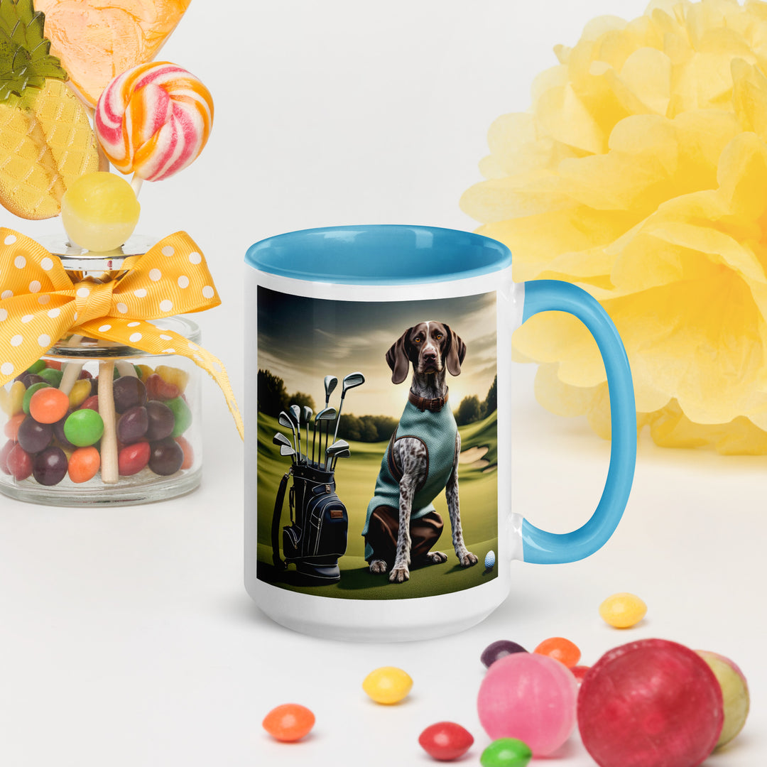 German Shorthaired Pointer Golfer- Mug with Color Inside v2