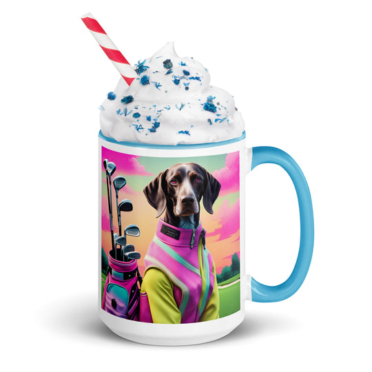 German Shorthaired Pointer Golfer- Mug with Color Inside v3