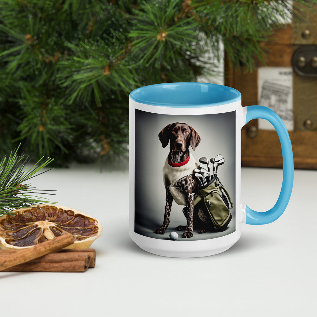 German Shorthaired Pointer Golfer- Mug with Color Inside v4