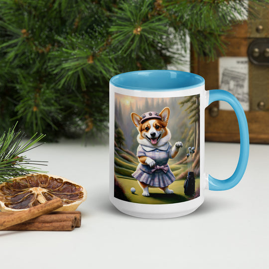 Pembroke Welsh Corgi Golfer- Mug with Color Inside v2