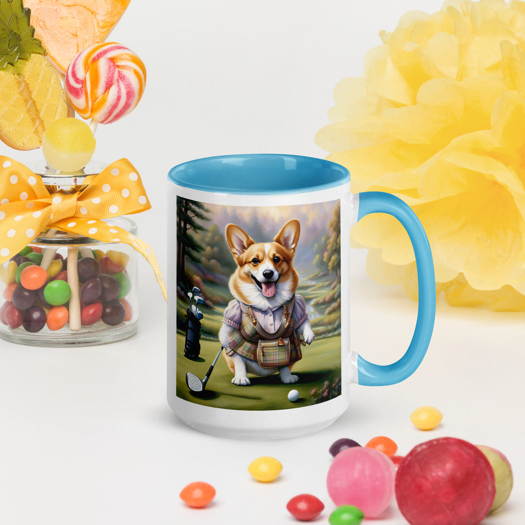 Pembroke Welsh Corgi Golfer- Mug with Color Inside v3