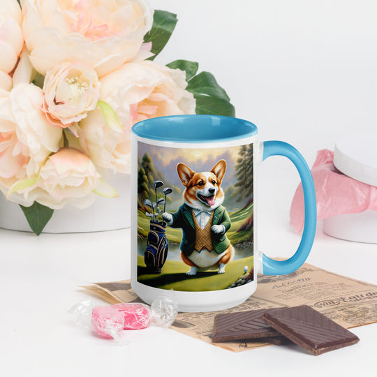 Pembroke Welsh Corgi Golfer- Mug with Color Inside v4