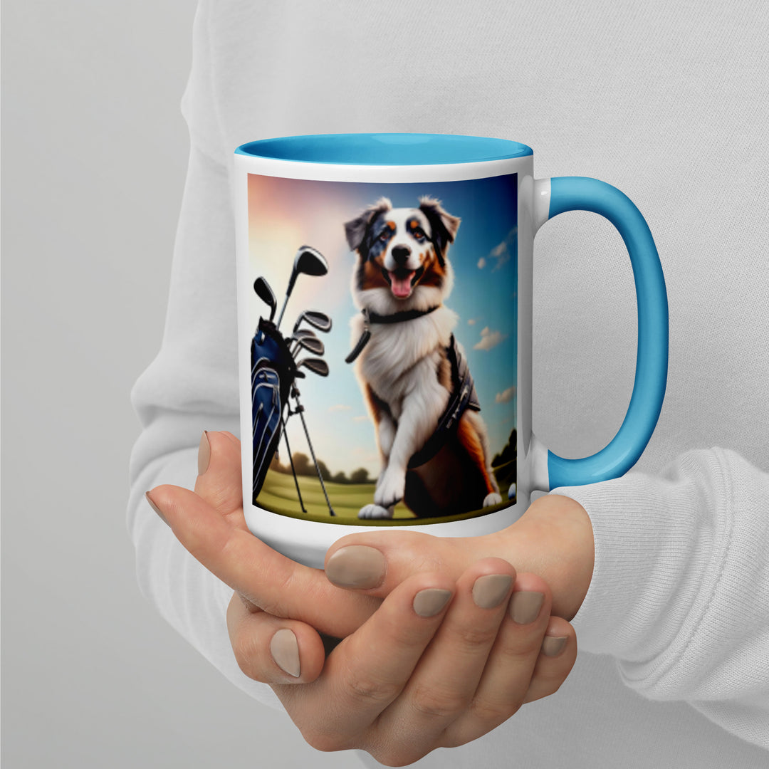 Australian Shepherd Golfer- Mug with Color Inside