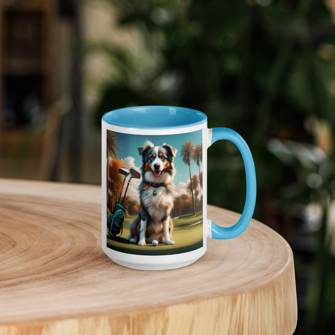 Australian Shepherd Golfer- Mug with Color Inside v2