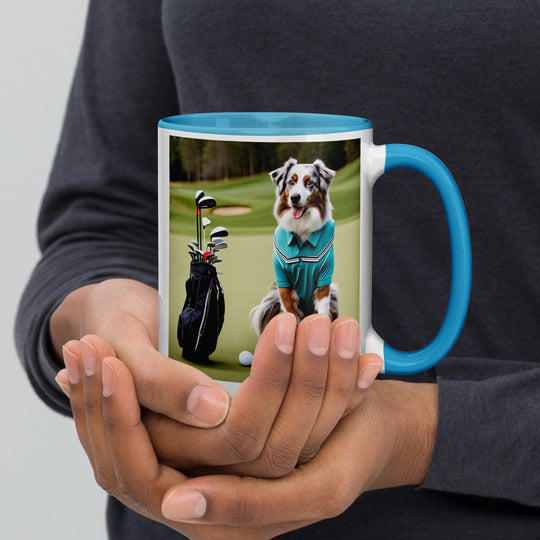 Australian Shepherd Golfer- Mug with Color Inside v4