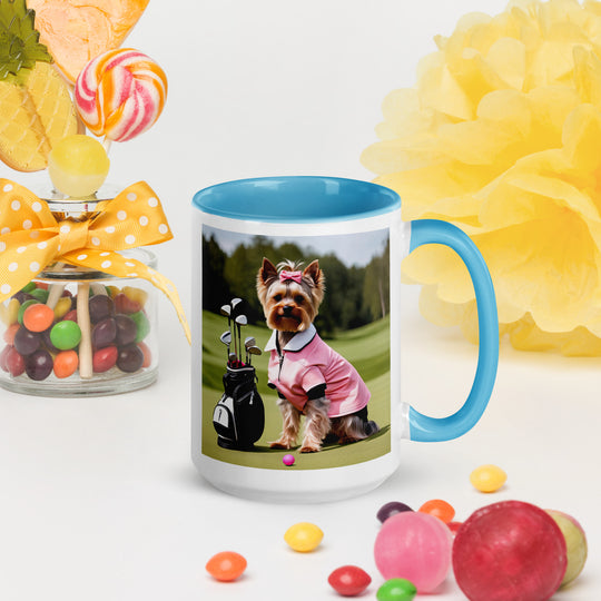 Yorkshire Terrier Golfer- Mug with Color Inside v2