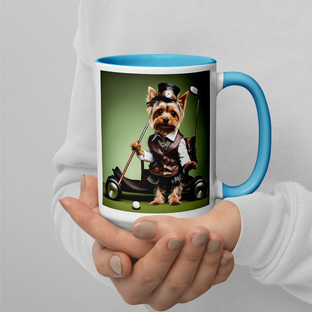 Yorkshire Terrier Golfer- Mug with Color Inside v4