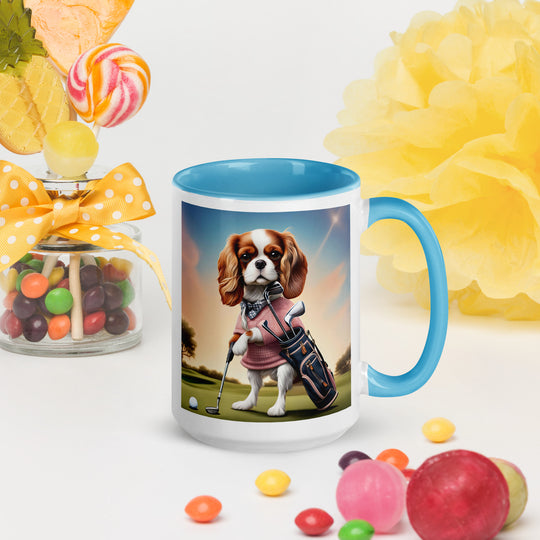 Cavalier King Charles Spaniel Golfer- Mug with Color Inside v2