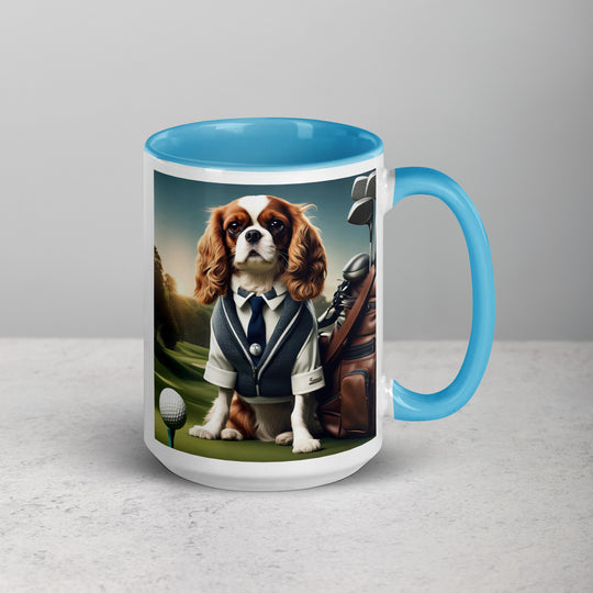 Cavalier King Charles Spaniel Golfer- Mug with Color Inside v3