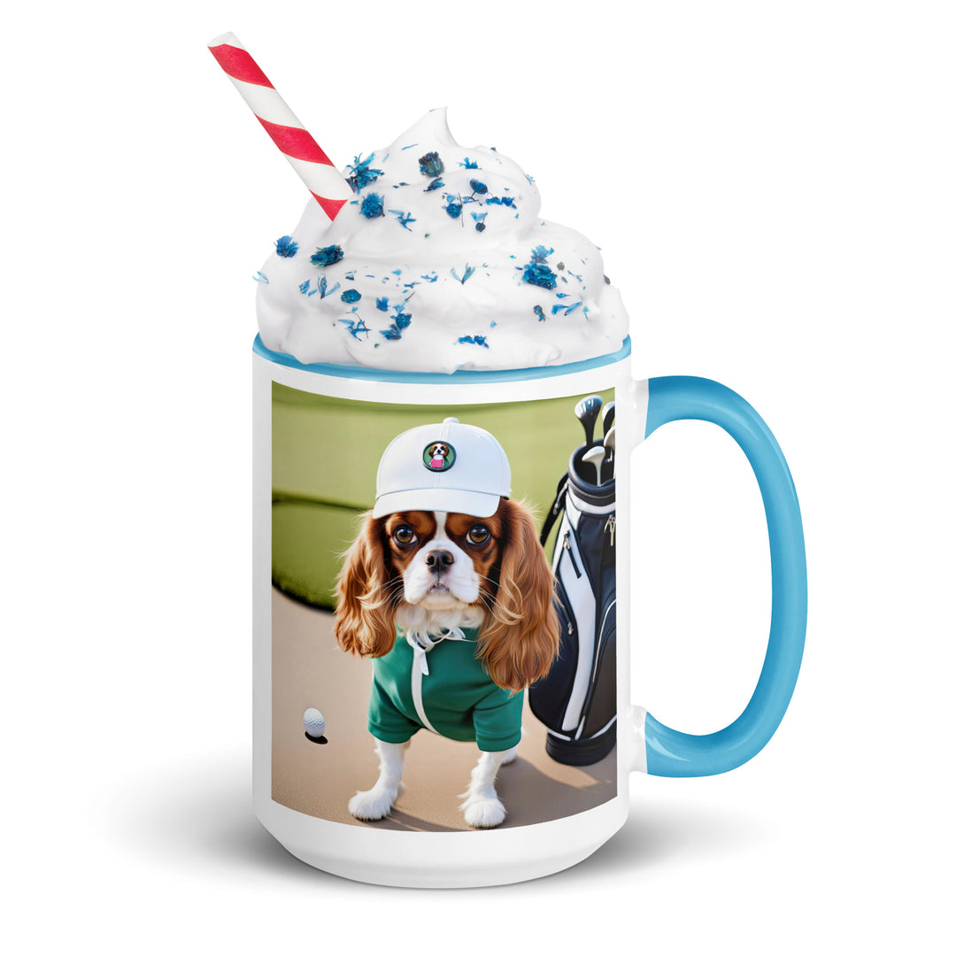 Cavalier King Charles Spaniel Golfer- Mug with Color Inside v4