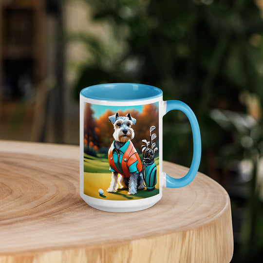 Miniature Schnauzer Golfer- Mug with Color Inside v2