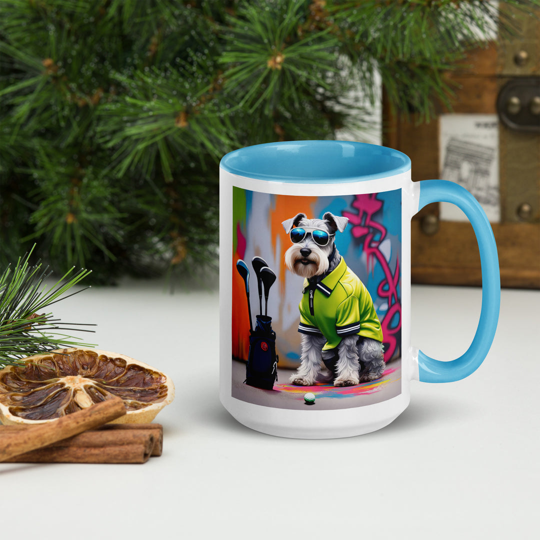 Miniature Schnauzer Golfer- Mug with Color Inside v3