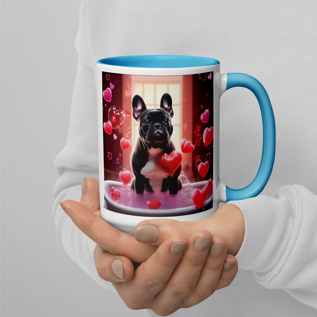 French Bulldog Romantic- Mug with Color Inside v4