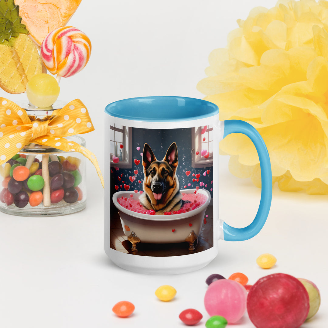 German Shepherd Romantic- Mug with Color Inside v3