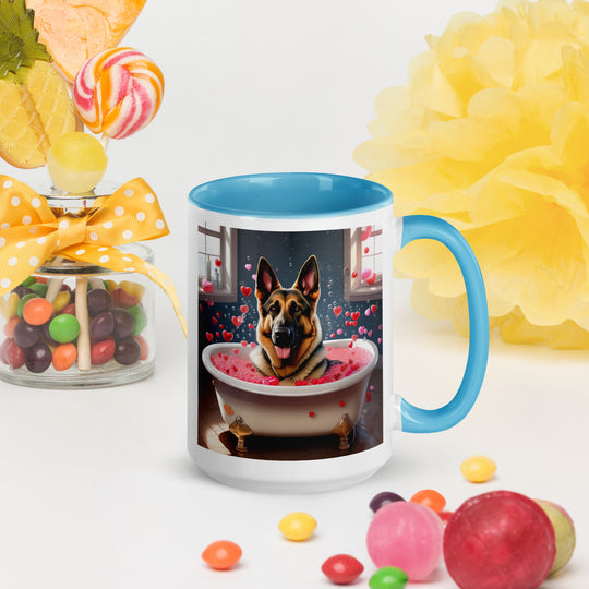 German Shepherd Romantic- Mug with Color Inside v3