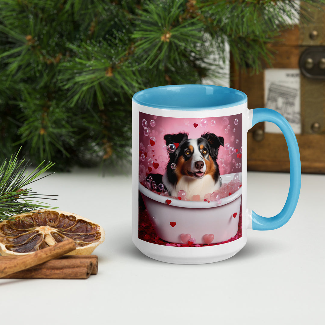 Australian Shepherd Romantic- Mug with Color Inside v2