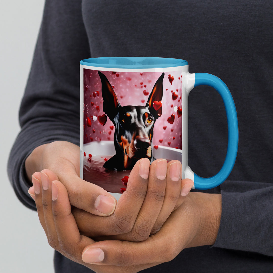 Doberman Pinscher Romantic- Mug with Color Inside v2