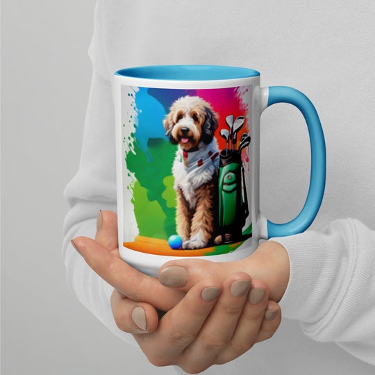 Bernedoodle Golfer- Mug with Color Inside v3