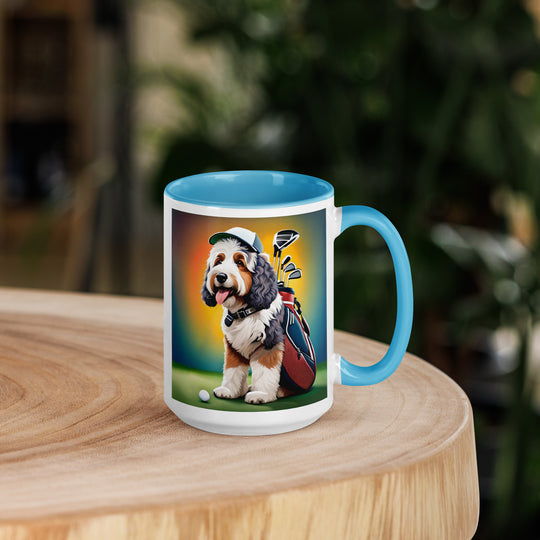 Bernedoodle Golfer- Mug with Color Inside v6