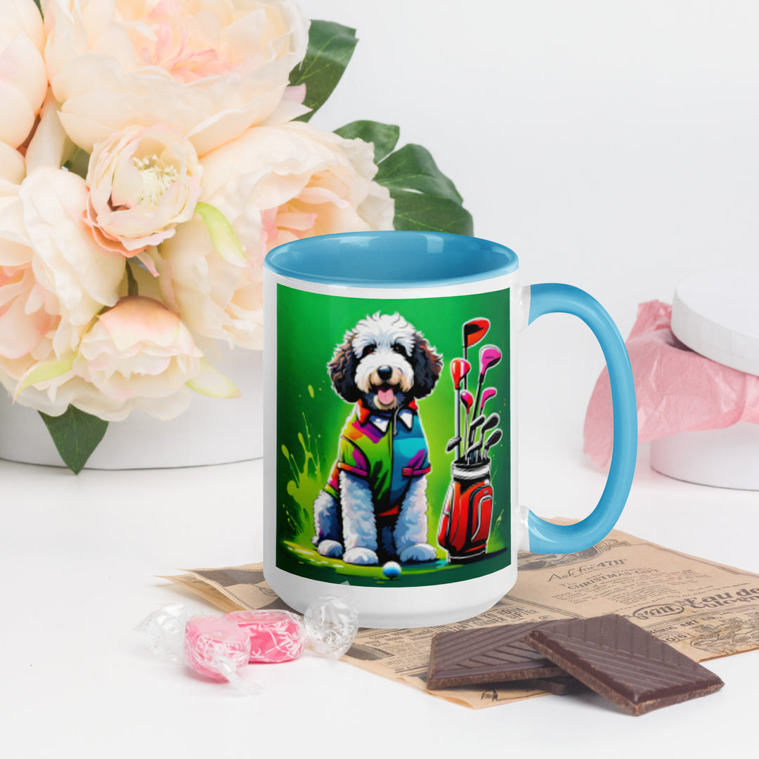 Bernedoodle Golfer- Mug with Color Inside v7