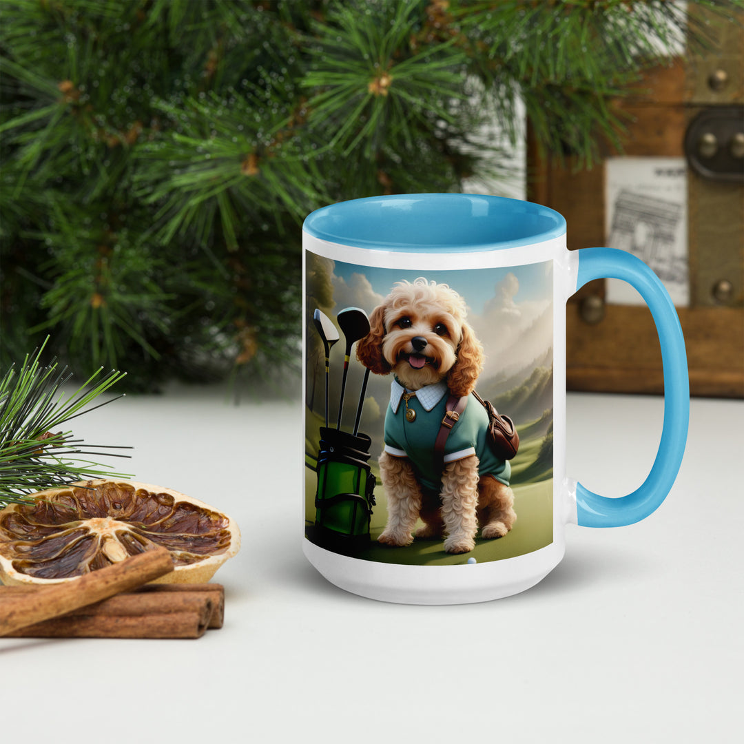 Cavapoo Golfer- Mug with Color Inside