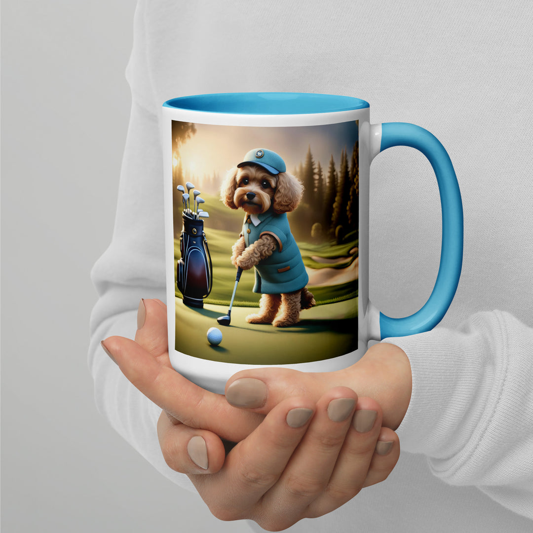 Cavapoo Golfer- Mug with Color Inside v5