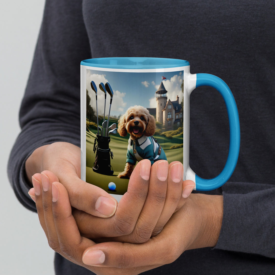 Cavapoo Golfer- Mug with Color Inside v6