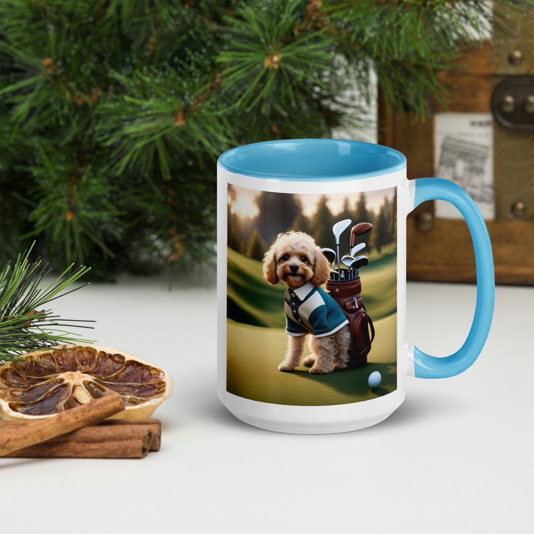 Cavapoo Golfer- Mug with Color Inside v8