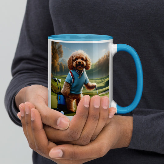 Cavapoo Golfer- Mug with Color Inside v7