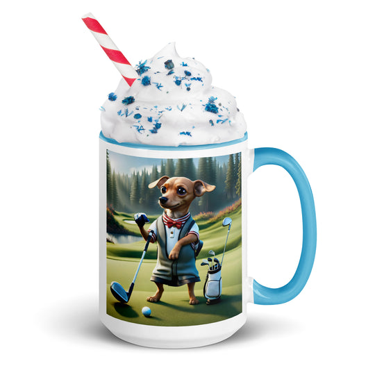 Chiweenie Golfer- Mug with Color Inside v3