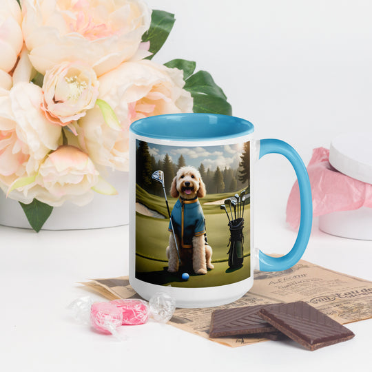 Goldendoodle Golfer- Mug with Color Inside v3