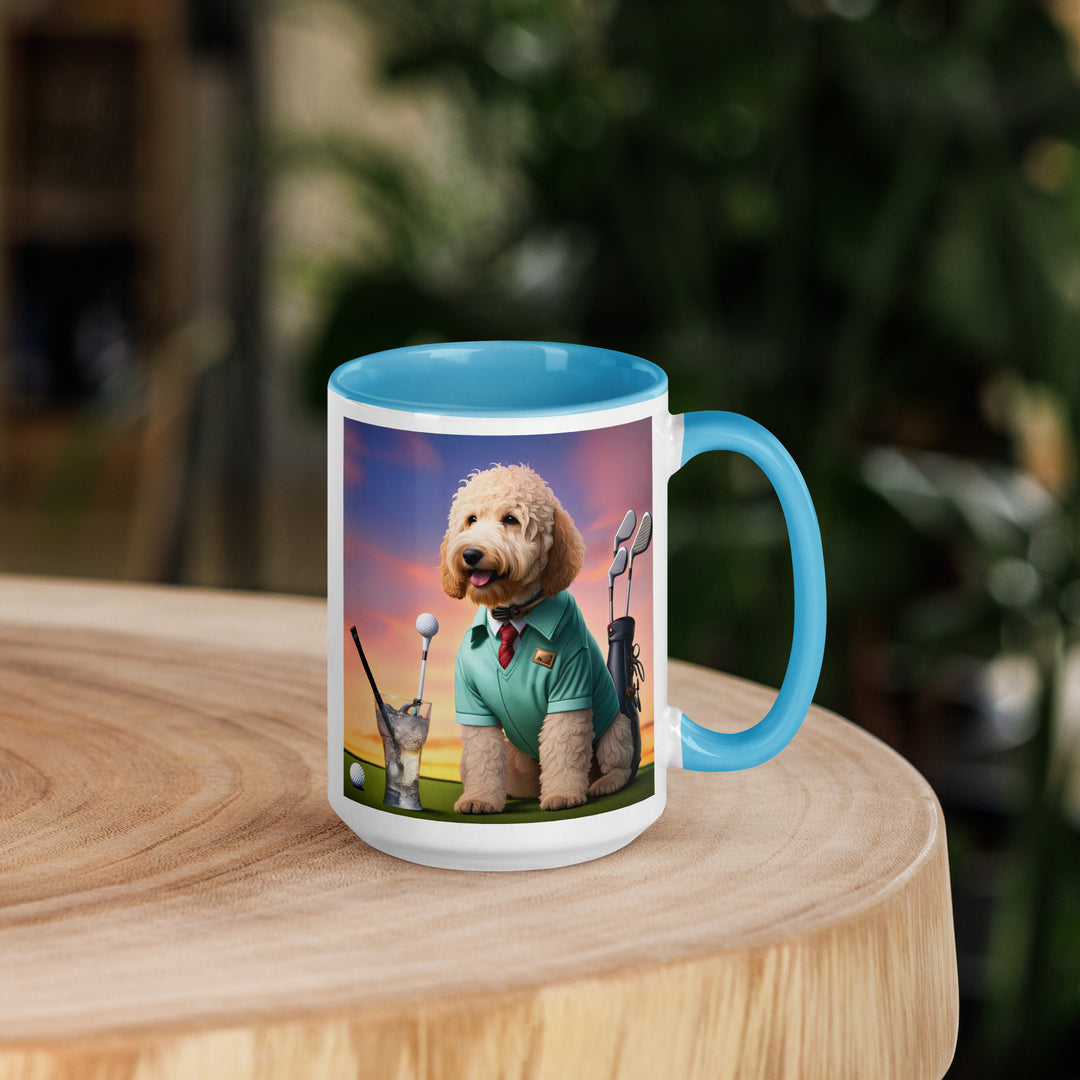 Goldendoodle Golfer- Mug with Color Inside v5