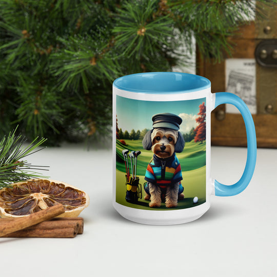 Yorkipoo Golfer- Mug with Color Inside v5