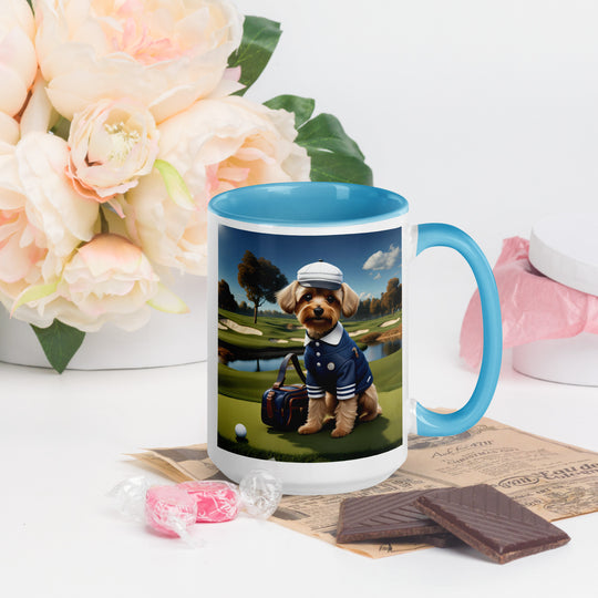 Yorkipoo Golfer- Mug with Color Inside v6