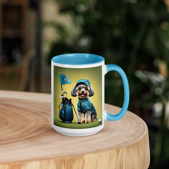 Yorkipoo Golfer- Mug with Color Inside v7