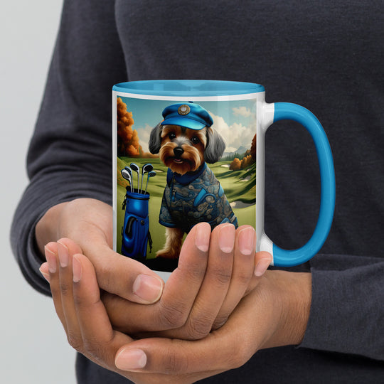 Yorkipoo Golfer- Mug with Color Inside v10