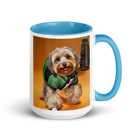 Yorkipoo Golfer- Mug with Color Inside v11