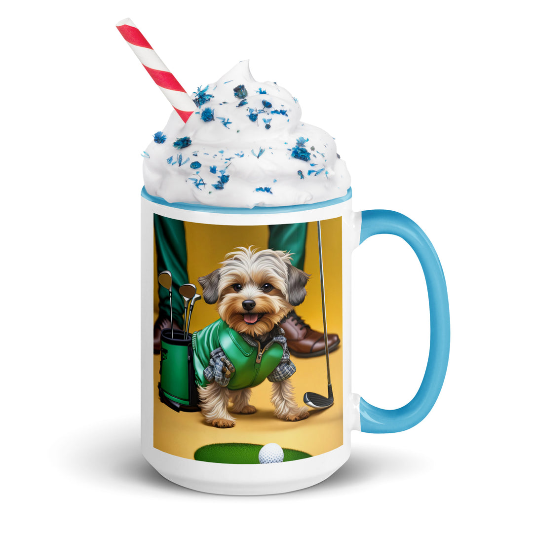 Yorkipoo Golfer- Mug with Color Inside v12