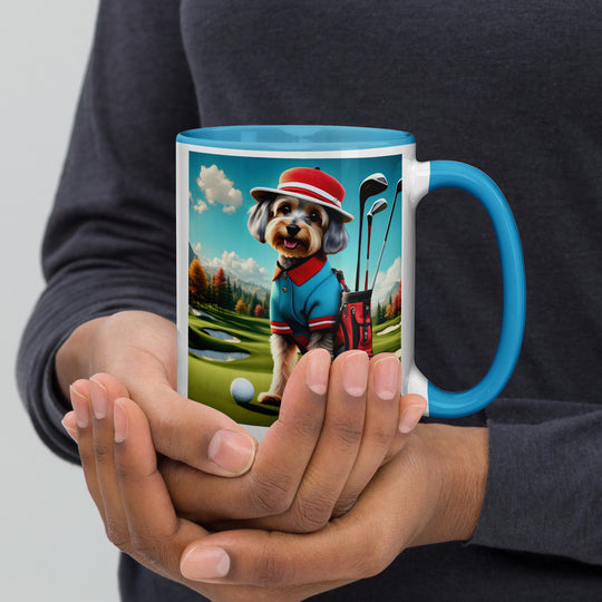 Yorkipoo Golfer- Mug with Color Inside v13