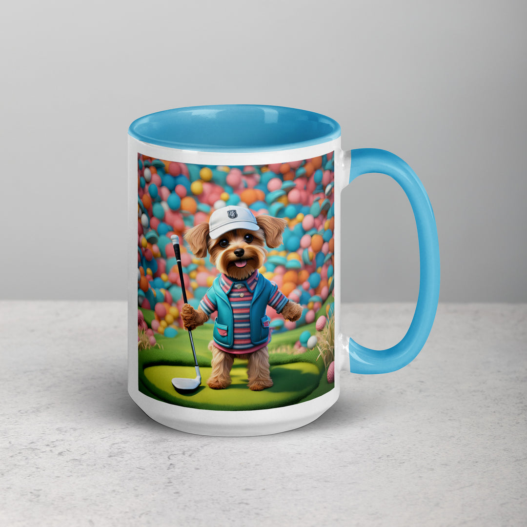 Yorkipoo Golfer- Mug with Color Inside v14