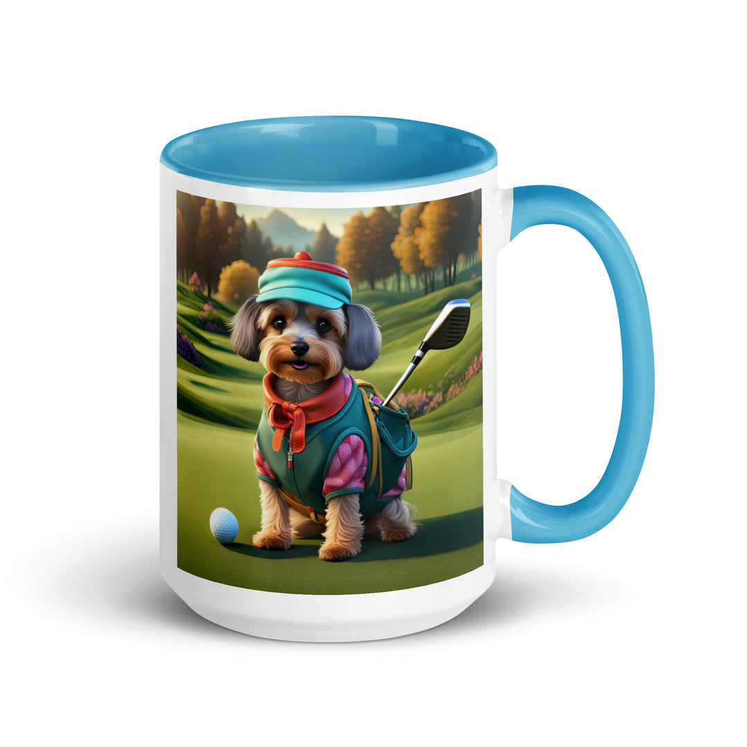 Yorkipoo Golfer- Mug with Color Inside v15