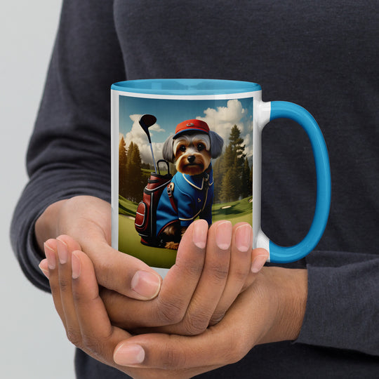 Yorkipoo Golfer- Mug with Color Inside v16