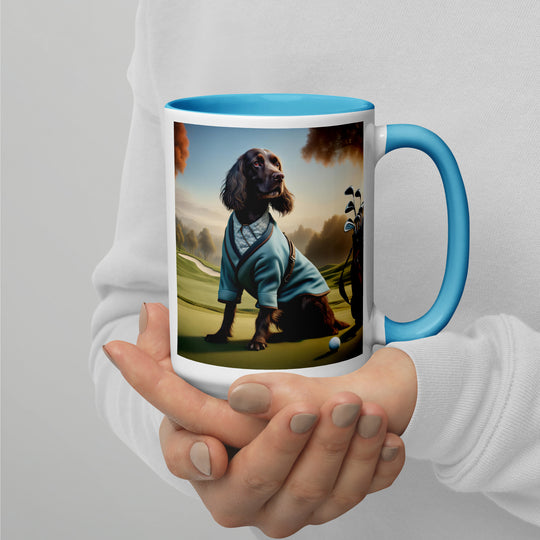 Sprocker Spaniel Golfer- Mug with Color Inside v3