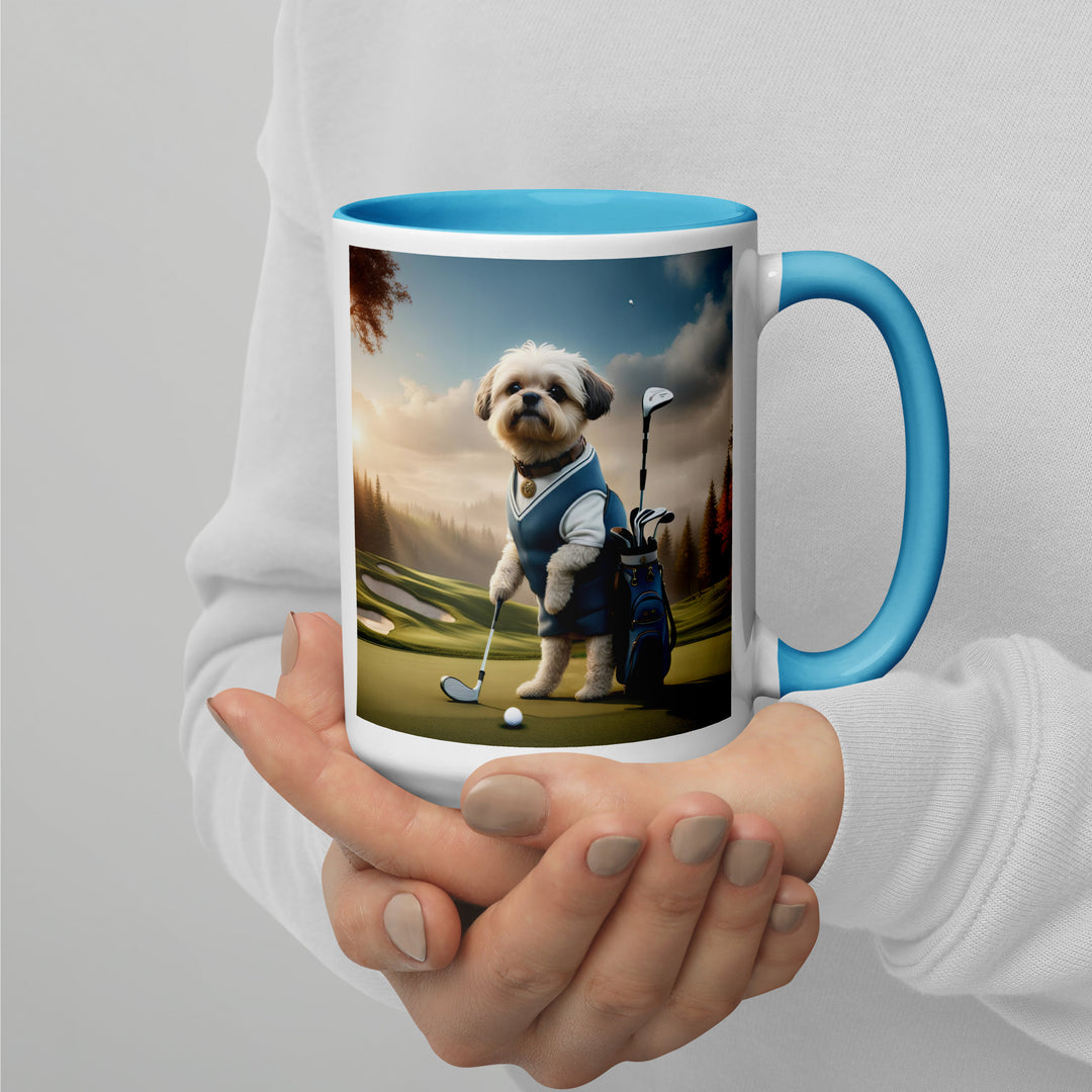 Pugapoo Golfer- Mug with Color Inside v6