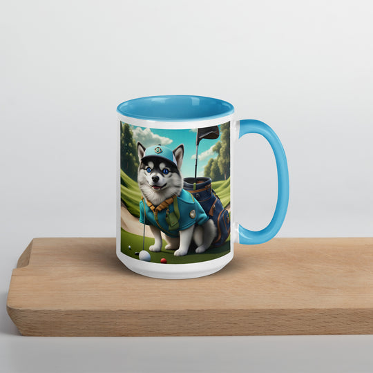 Pomsky Golfer- Mug with Color Inside