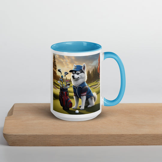 Pomsky Golfer- Mug with Color Inside v4